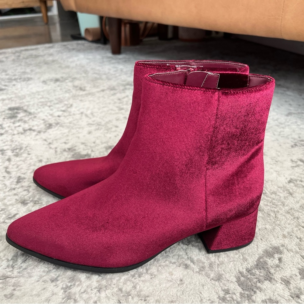 Maroon “A New Day” Women’s Ankle Boots with block heel